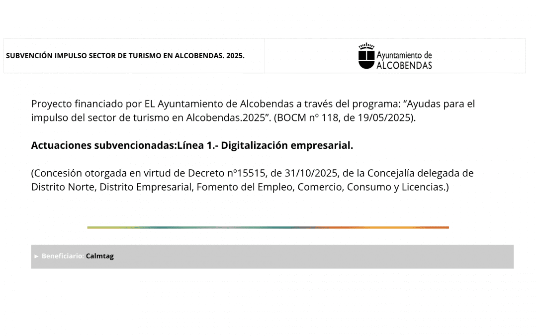 Proyecto financiado por EL Ayuntamiento de Alcobendas a través del programa: “Ayudas para el impulso del sector de turismo en Alcobendas.2025”